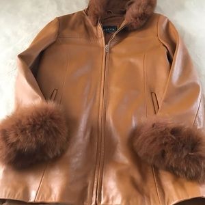 Lambskin fox trimmed jacket